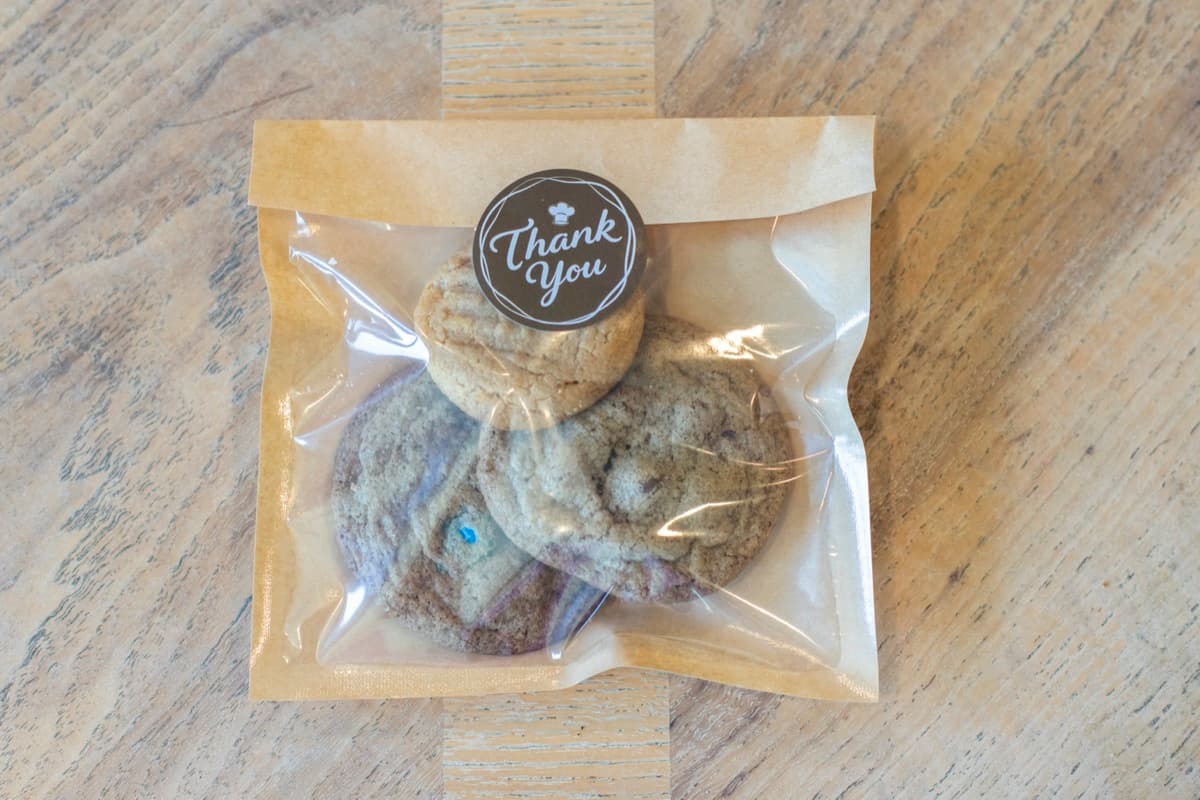 All three cookie flavors lined up side by side